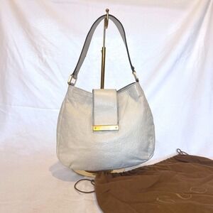 Gucci Guccissima White Leather Hobo Shoulder Bag GG Monogram Italy